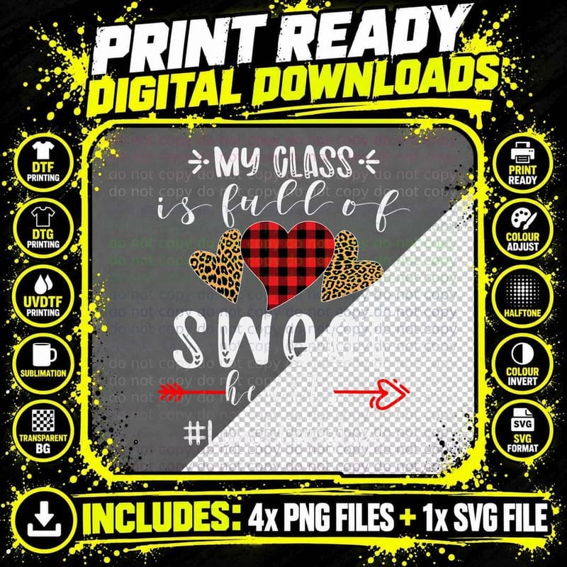 Lunch Lady My Class Is Full of Sweet Hearts Valentines Png SVG Digital Bundle