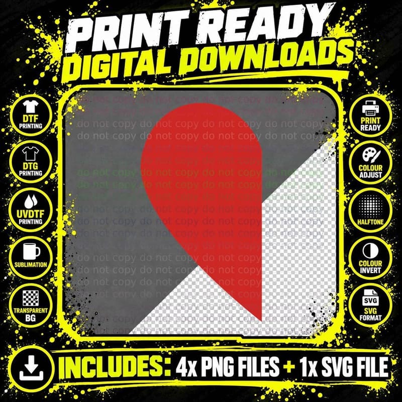 Matching Half Heart Red Valentines Day Twin Png SVG Digital Bundle