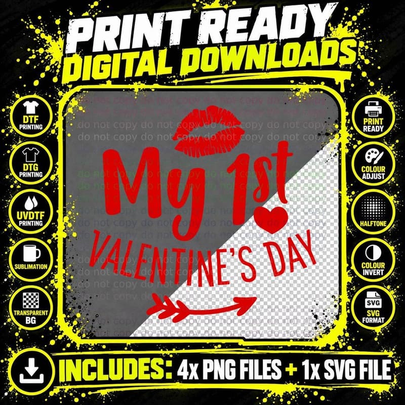 My 1st Valentine's Day T-Shirt Png SVG Digital Bundle