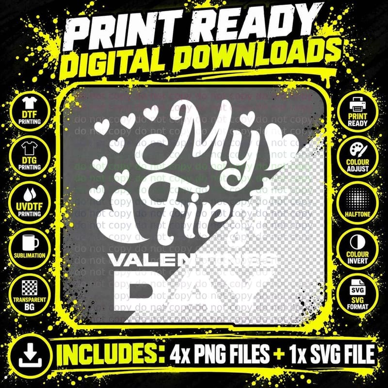 My First Valentines Day Patriotic T-Shirt Png SVG Digital Bundle