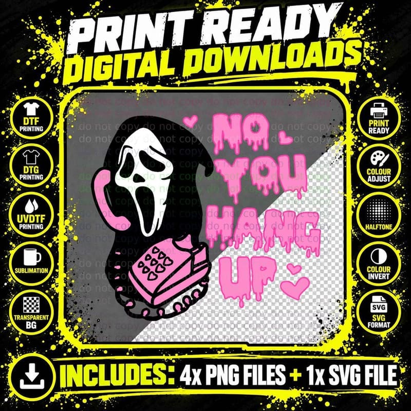 No You Hang up Valentines Scream T-Shirt Png SVG Digital Bundle