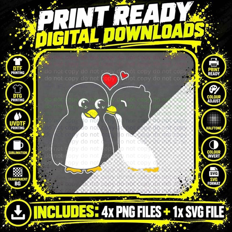Penguin Lover Valentines Day Cute Animal Love Wildlife Png SVG Digital Bundle