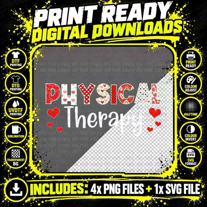 Physical Therapy Valentines Day Cool Physical Therapist Png SVG Digital Bundle