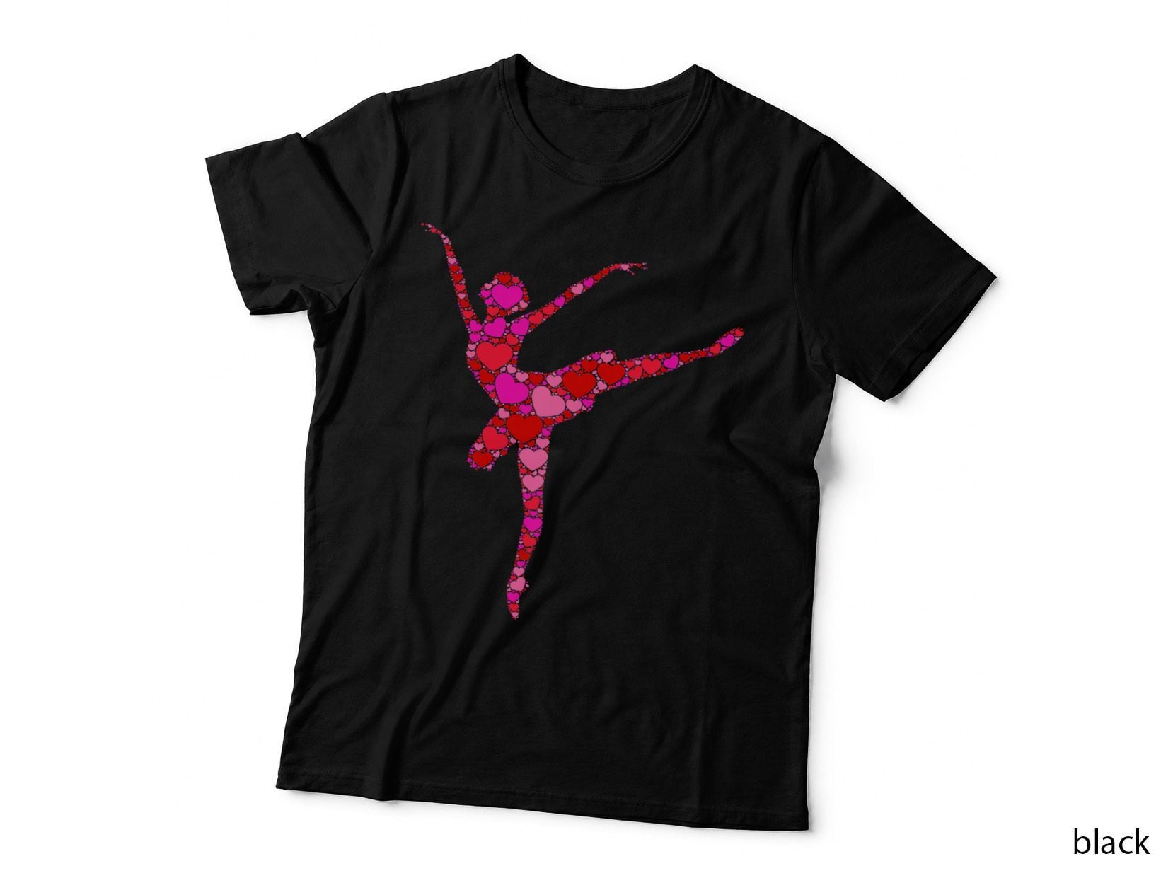 Pink Red Heart Valentines Day Gift Women Girls - Ballerina T-Shirt