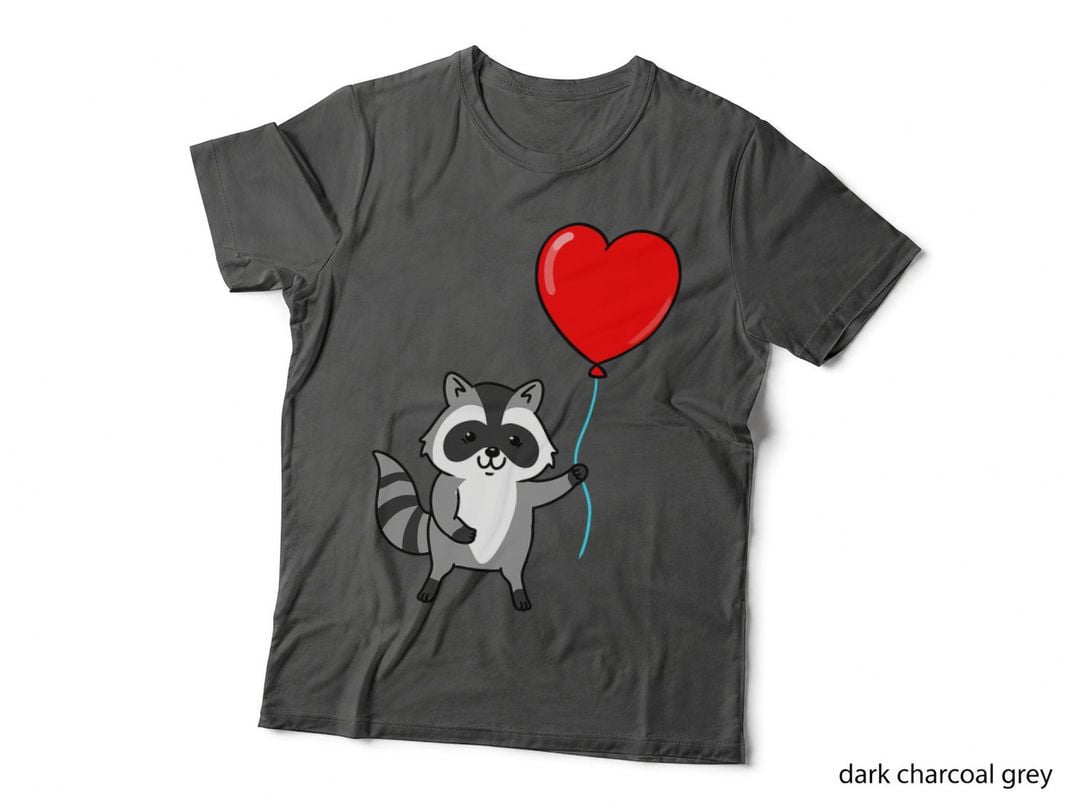 Raccoon with Heart Balloon Valentines Day Raccoon T-Shirt
