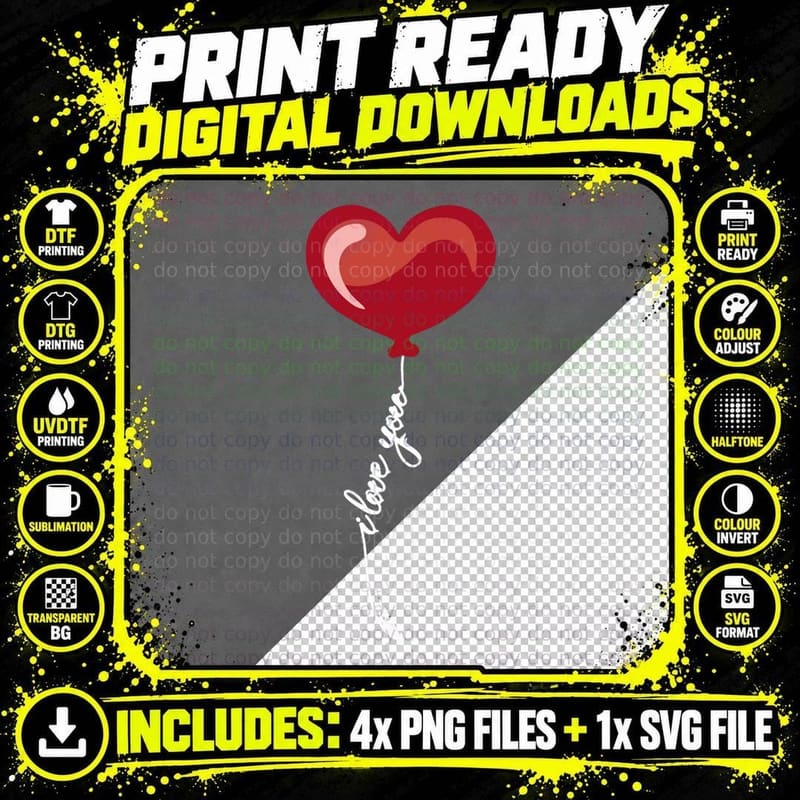 Republic One Design Valentines Day I Love You Heart Png SVG Digital Bundle