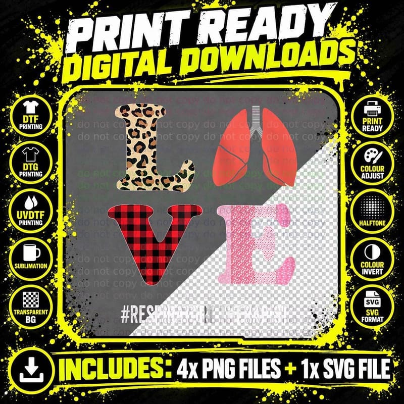 Respiratory Therapist Valentines Day Plaid Leopard Png SVG Digital Bundle