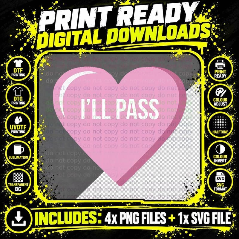 Singles Anti-Valentines Day Conversation Hearts I'll Png SVG Digital Bundle