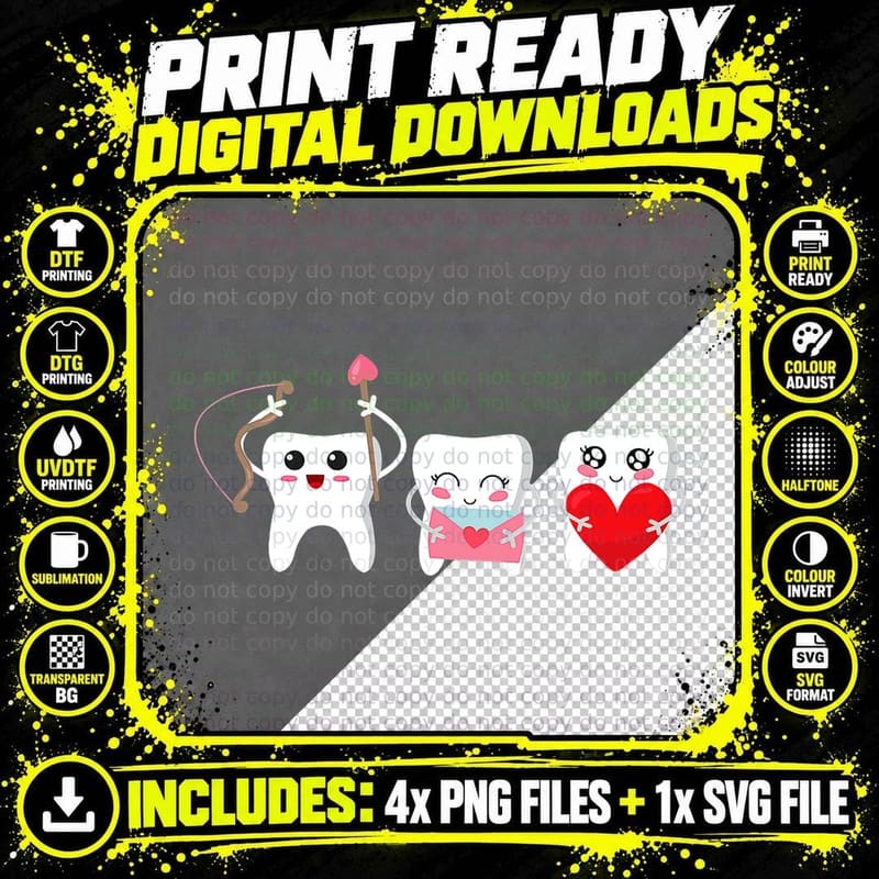 Tg Love Teeth Dentist Valentines Day Dental Assistant Png SVG Digital Bundle