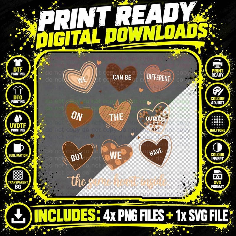 The Same Heart Inside Black History Valentines Png SVG Digital Bundle