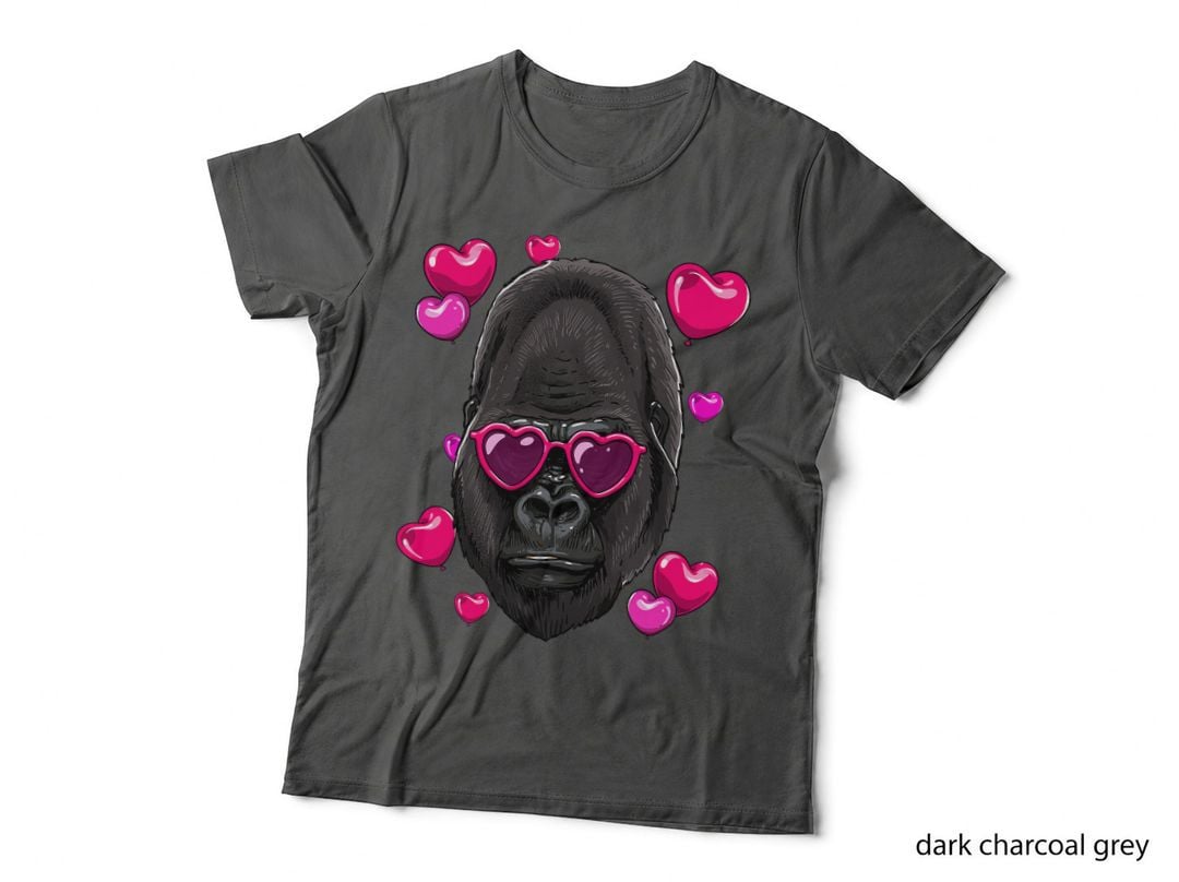 Valentines Day Gorilla Heart Love Couples Ape Monkey Primate T-Shirt