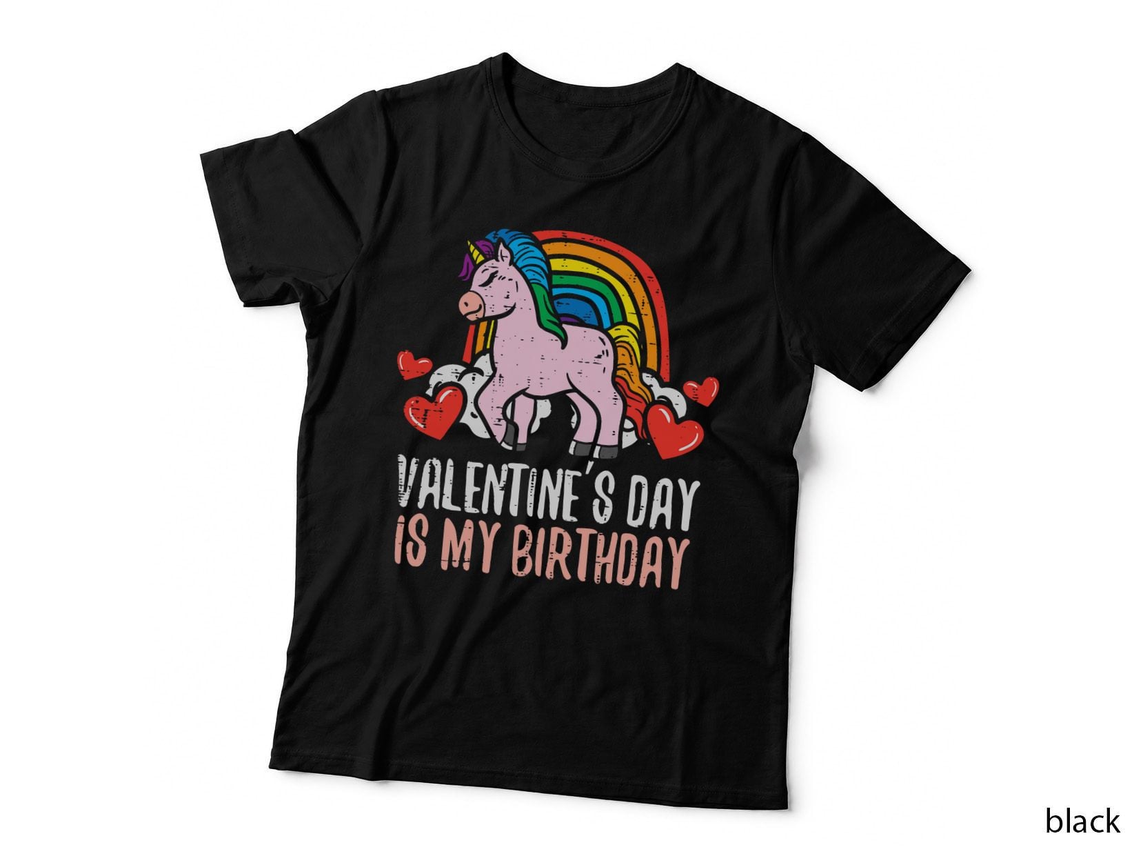 Valentines Day My Birthday Unicorn Cute Birthday Party Girls T-Shirt