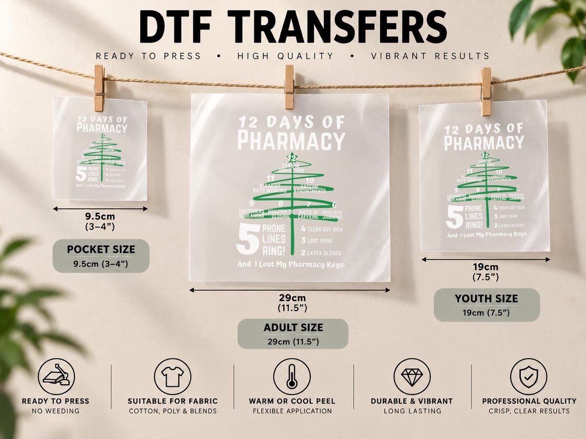 12 Days of Pharmacy, Christmas Pharmacy Christmas DTF Transfer Iron On