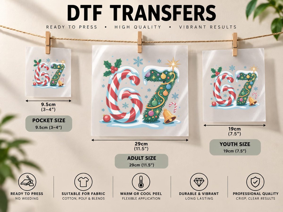 67 Christmas 67 Meme Funny Six Seven Gen Alpha Men Women DTF Transfer Iron On