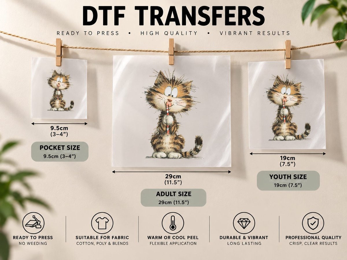 Adorable Kitten Sucking Candy Cane Cute Xmas Cat Lover DTF Transfer Iron On