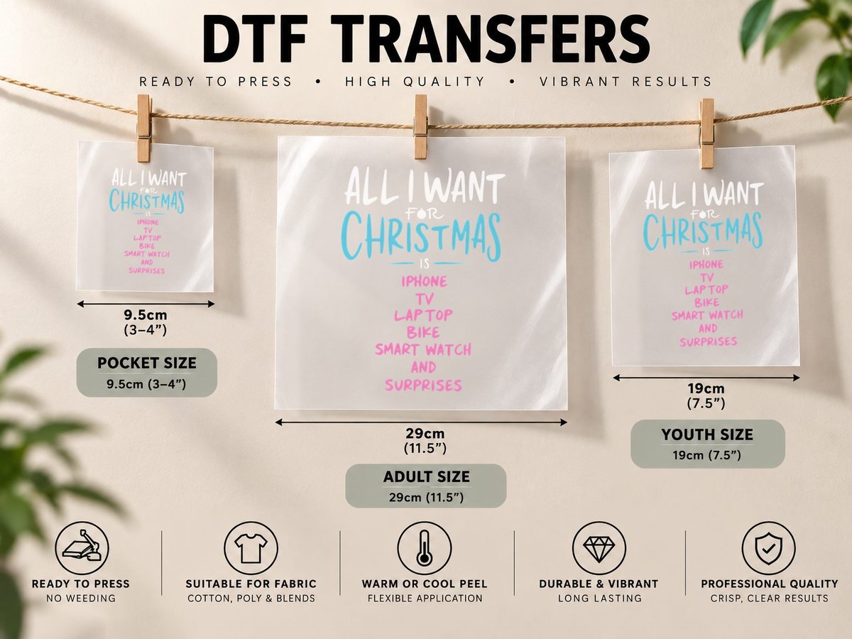 All I Want for Christmas Is a List of Stuff Pink Funny DTF Transfer Iron On