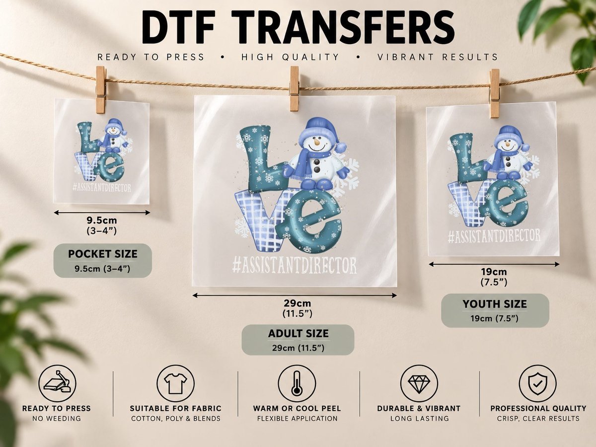 Assistant Director Love Snowman Winter Season Christmas DTF Transfer Iron On