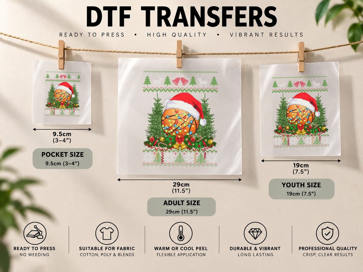 Basketball Christmas Ugly Family S Sport Lover DTF Transfer Iron On
