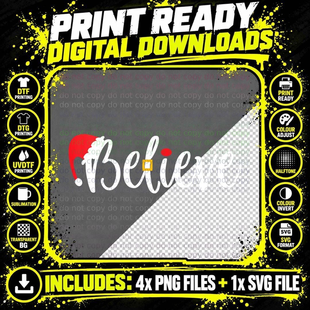 Believe Christmas Shirt Believe Santa Png SVG Digital Bundle
