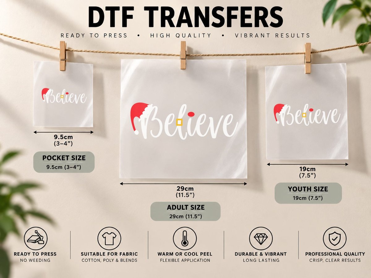 Believe Christmas Believe Santa, Christmas DTF Transfer Iron On