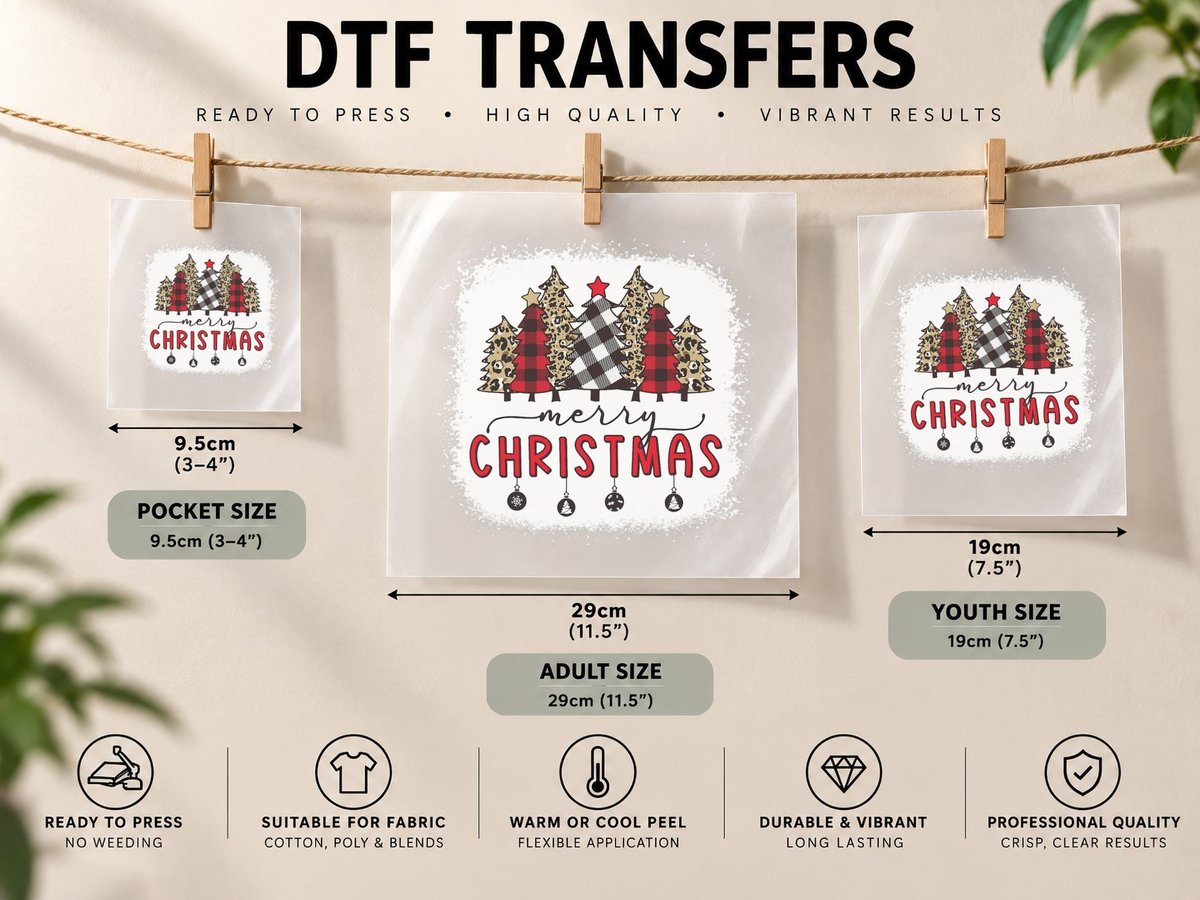 Bleached Merry Christmas Tree Funny Leopard Plaid Print DTF Transfer Iron On
