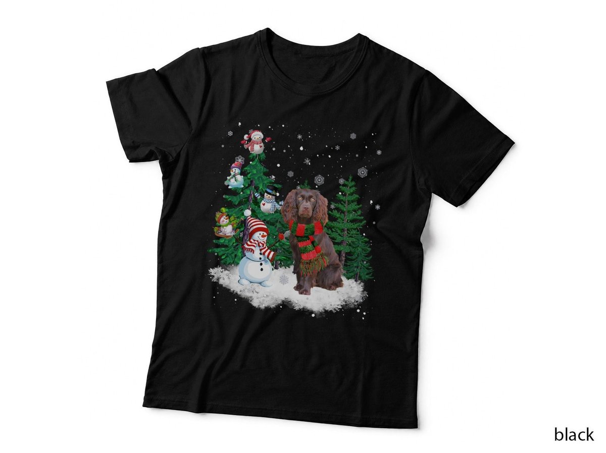 Boykin Spaniel Dog Christmas Snowman Xmas Tree Pajama T-Shirt