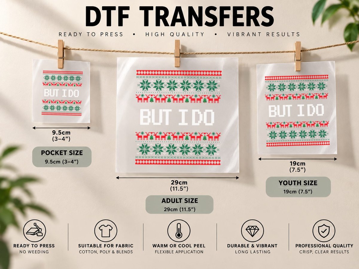 But I Do Xmas Couples Matching Ugly Christmas DTF Transfer Iron On