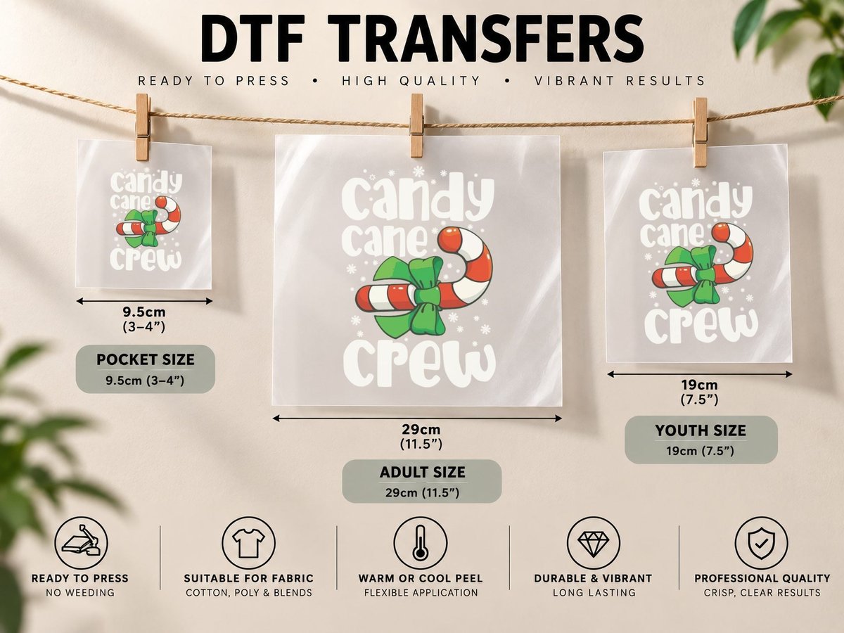 Candy Cane Crew Funny Christmas Candy Lover DTF Transfer Iron On