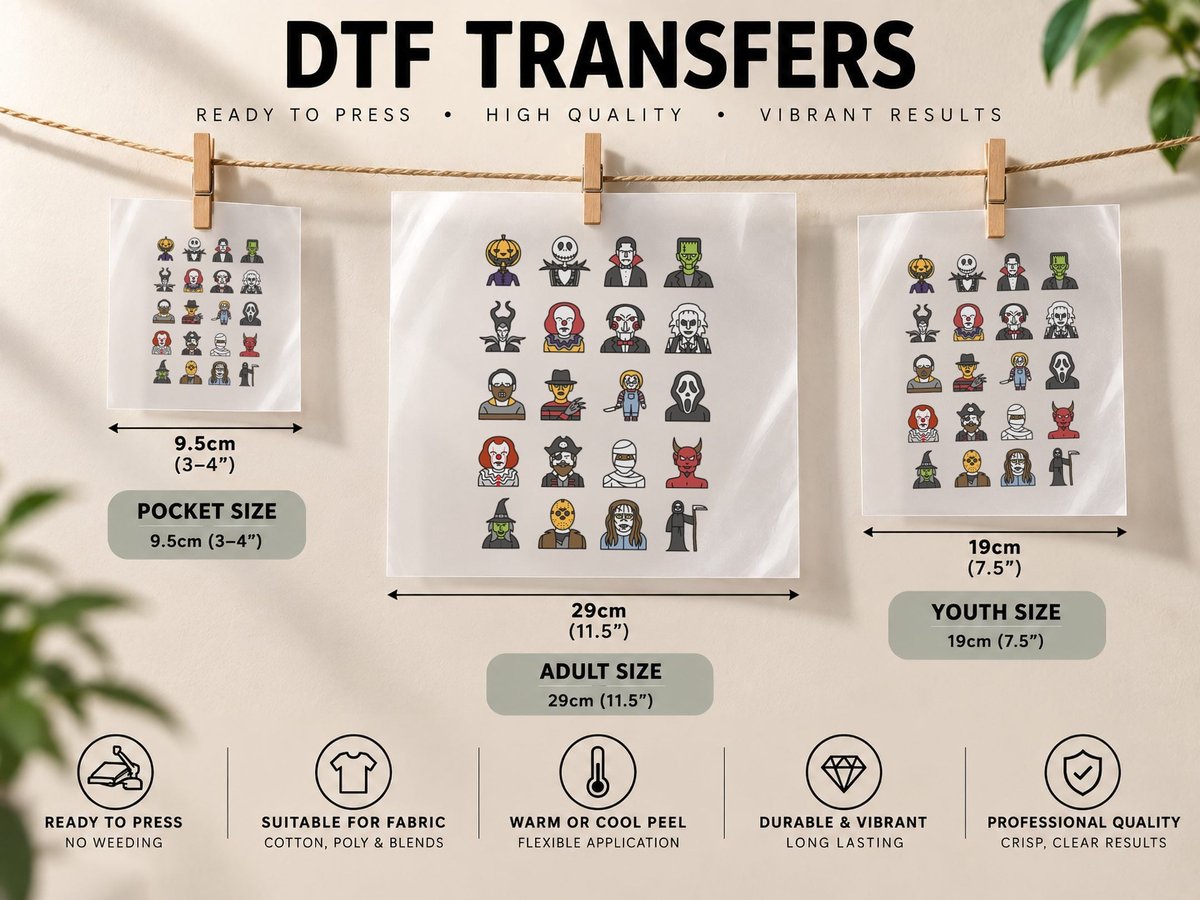 Cartoon Halloween Scary Horror Christmas Gifts DTF Transfer Iron On