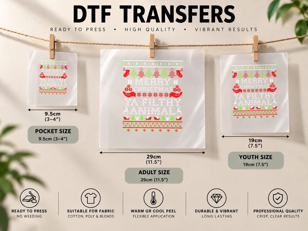 Christmas - Merry Christmas Ya Filthy Animal DTF Transfer Iron On