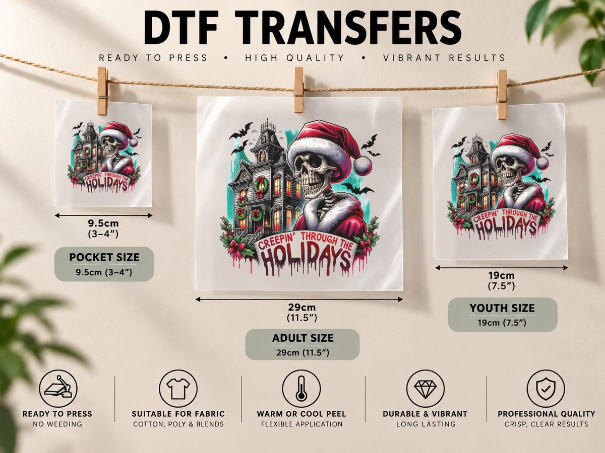 Christmas Creepin Through the, Rustic Lodge, Minimalist DTF Transfer Iron On