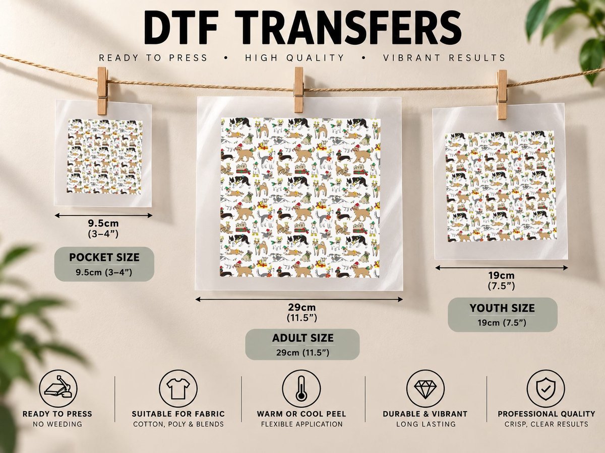 Christmas Dogs Fun DTF Transfer Iron On
