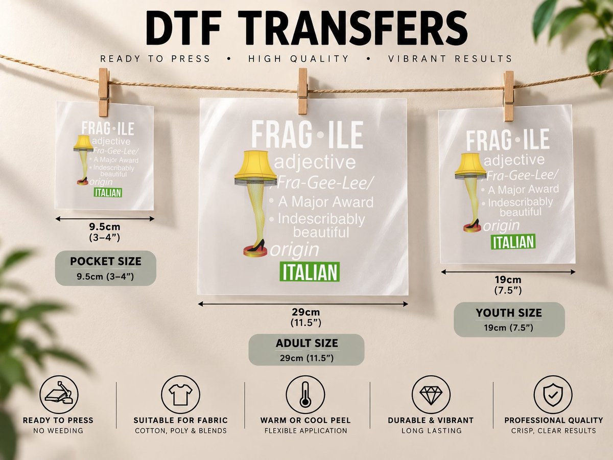 Christmas Leg Lamp Fragile Definition Major Award DTF Transfer Iron On