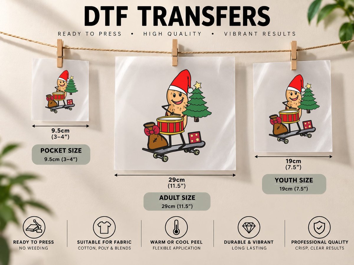 Christmas Peanut Merry Kids Skateboard Christmas Tree DTF Transfer Iron On