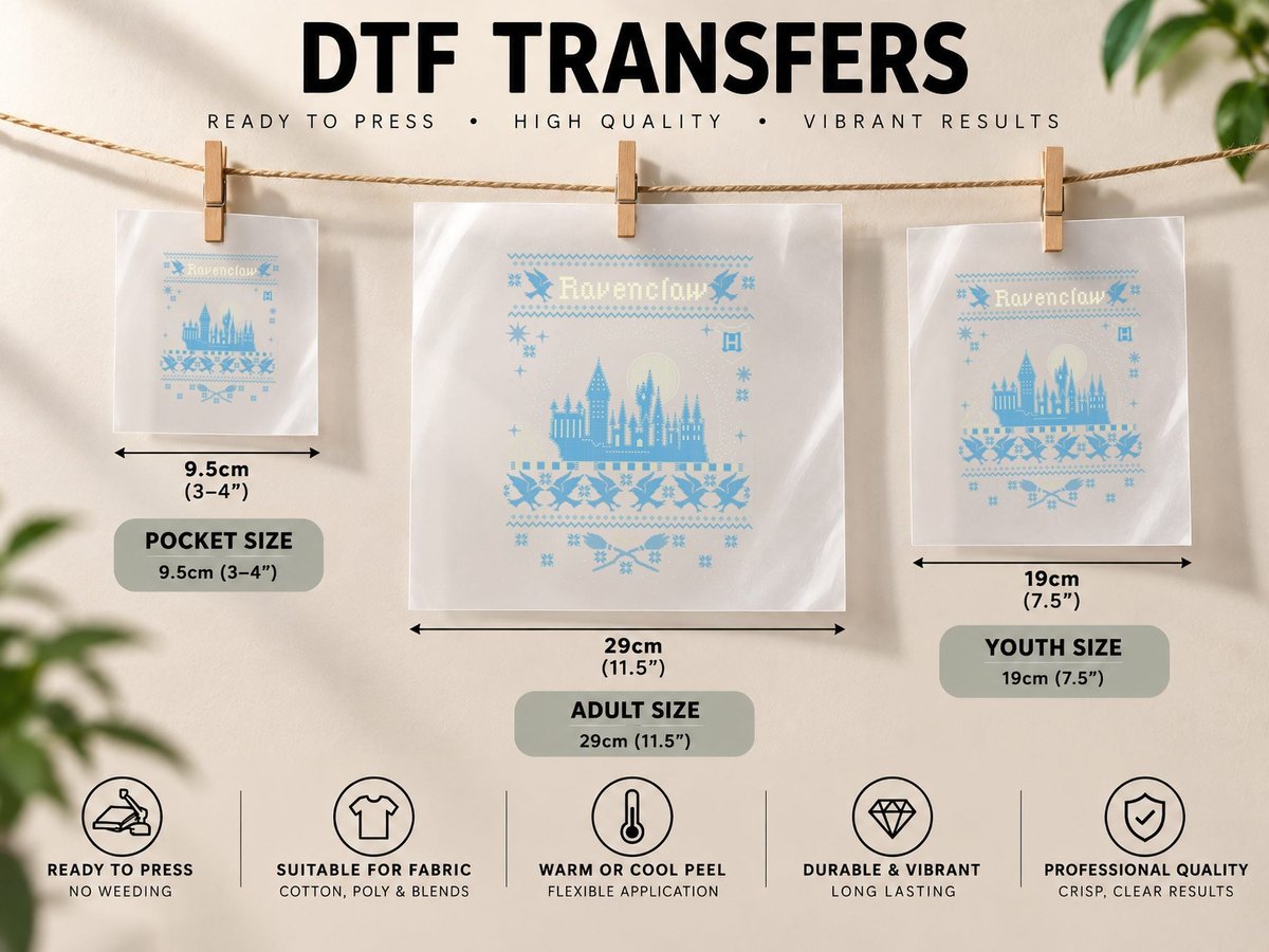Christmas Ravenclaw Ugly DTF Transfer Iron On