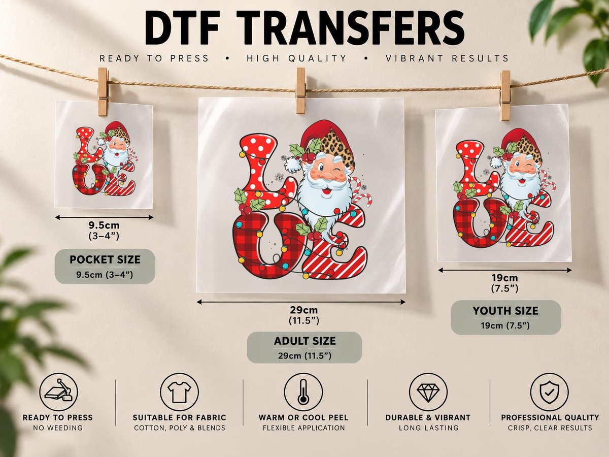 Christmas Santa Love Santa Claus Leopard Gift DTF Transfer Iron On