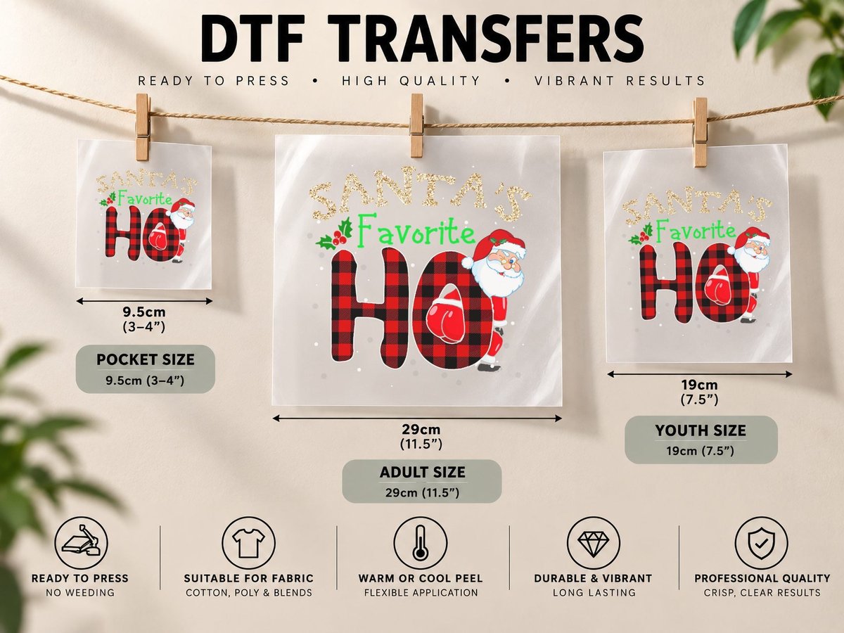 Christmas Santa's Favorite Ho Xmas Pajama Funny Naughty DTF Transfer Iron On