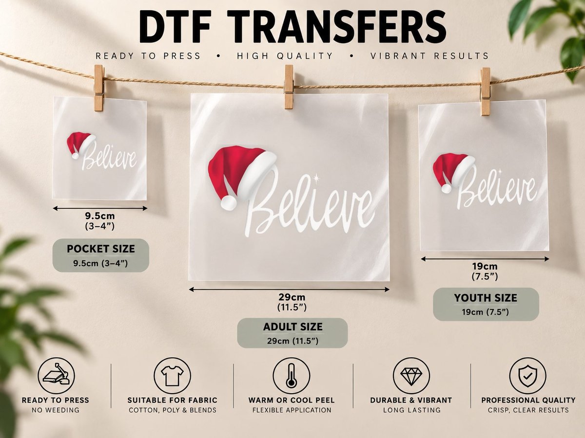 Christmas - Believe in Santa Claus DTF Transfer Iron On