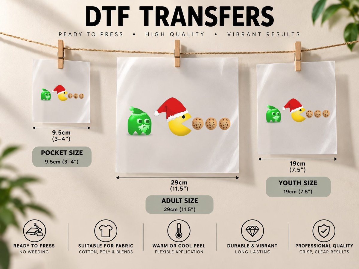 Christmas Themed Classic Video Game Santa Cookies Holiday DTF Transfer Iron On