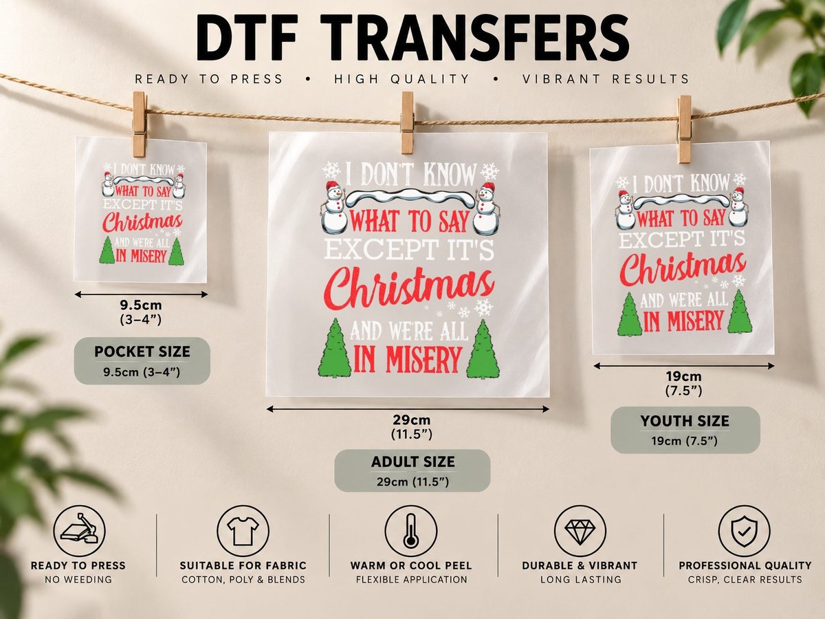 Christmas Vacation Misery Funny Xmas Santa Family Quotes DTF Transfer Iron On