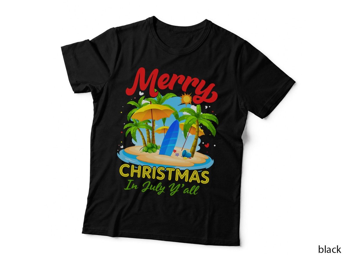 Christmas in July Palm Tree Xmas Tree Beach Summer Vacation T-Shirt