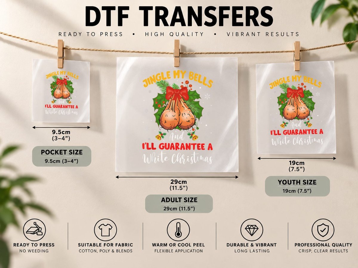 Christmas, Jingle My Balls I'll Give You a White Xmas DTF Transfer Iron On
