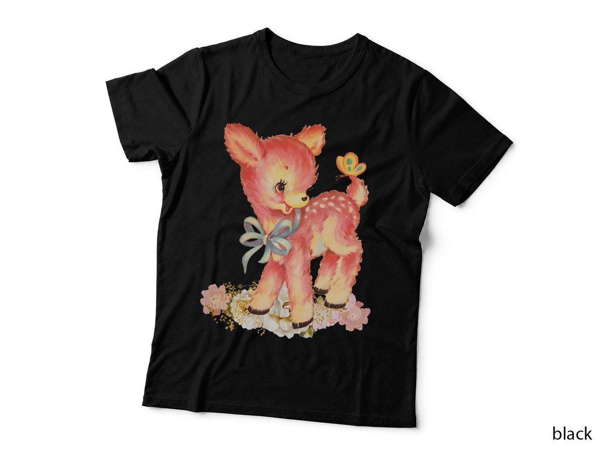 Cute Deer, Cottagecore, Kitsch Christmas, Kitsch Deer, Retro T-Shirt