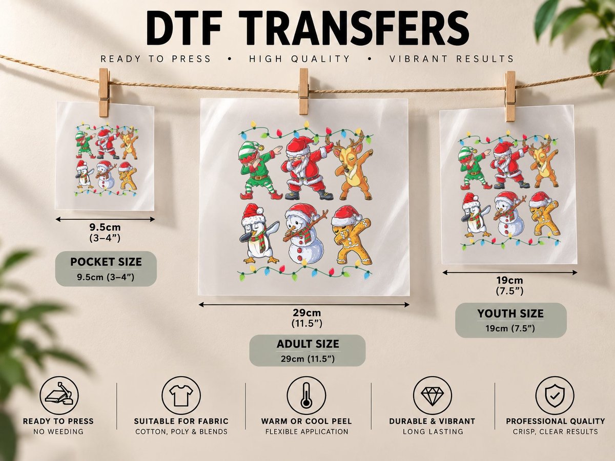 Dabbing Santa Elf Friends Christmas Boys Girls Men Xmas Dab DTF Transfer Iron On