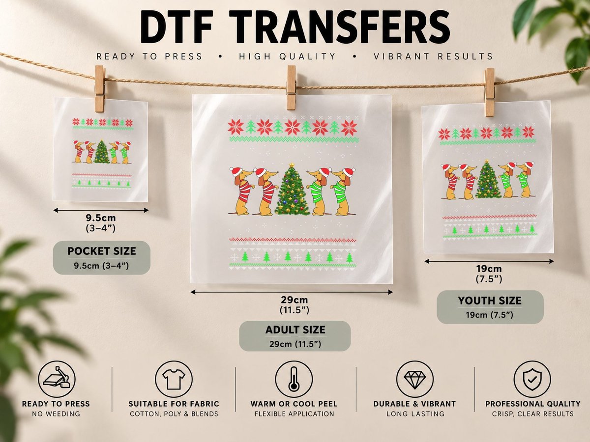 Dachshund Dog Christmas Ugly Funny Dachshund Xmas DTF Transfer Iron On