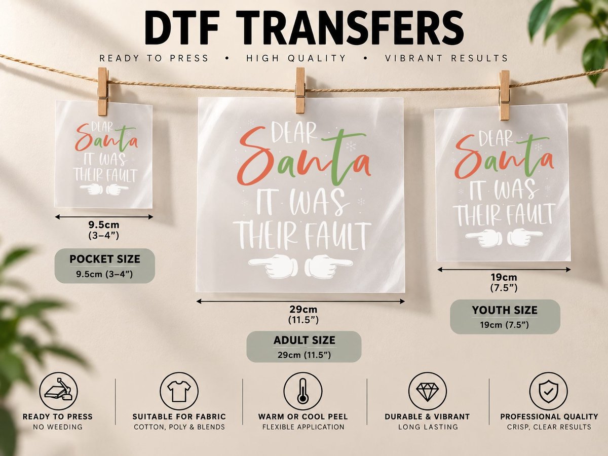Dear Santa It Was Their Fault Funny Christmas Couples DTF Transfer Iron On
