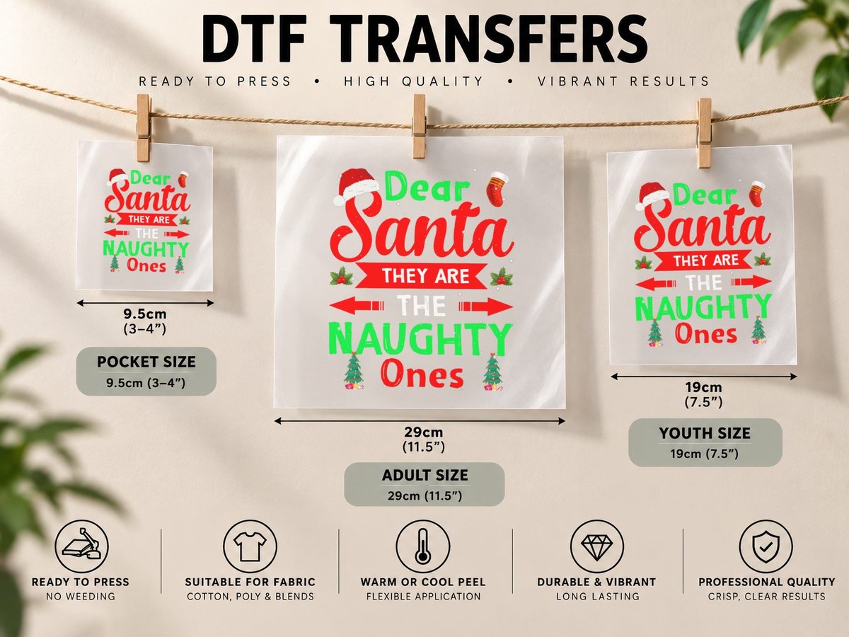 Dear Santa They Are the Naughty Ones Funny Christmas Mens DTF Transfer Iron On