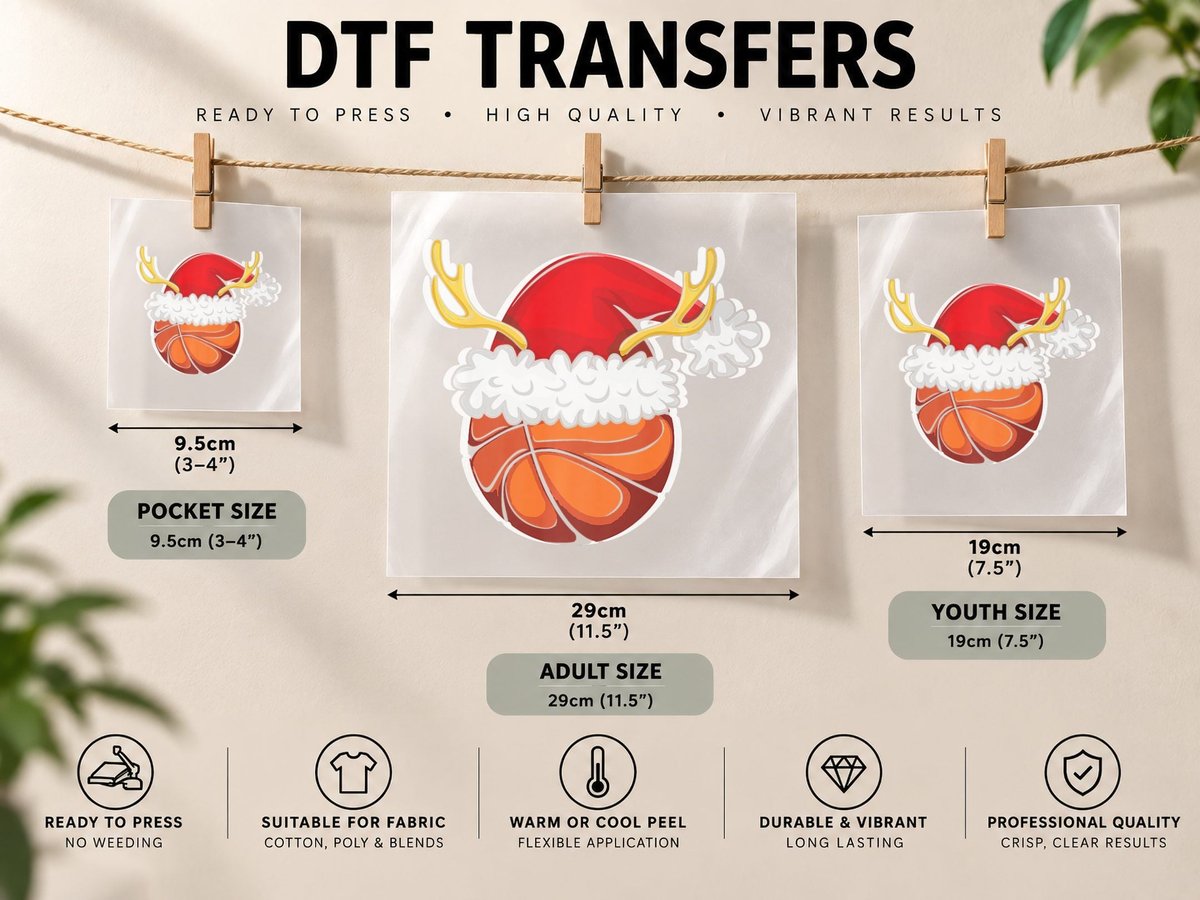 December Basketball Lover Deer Santa Love Christmas DTF Transfer Iron On