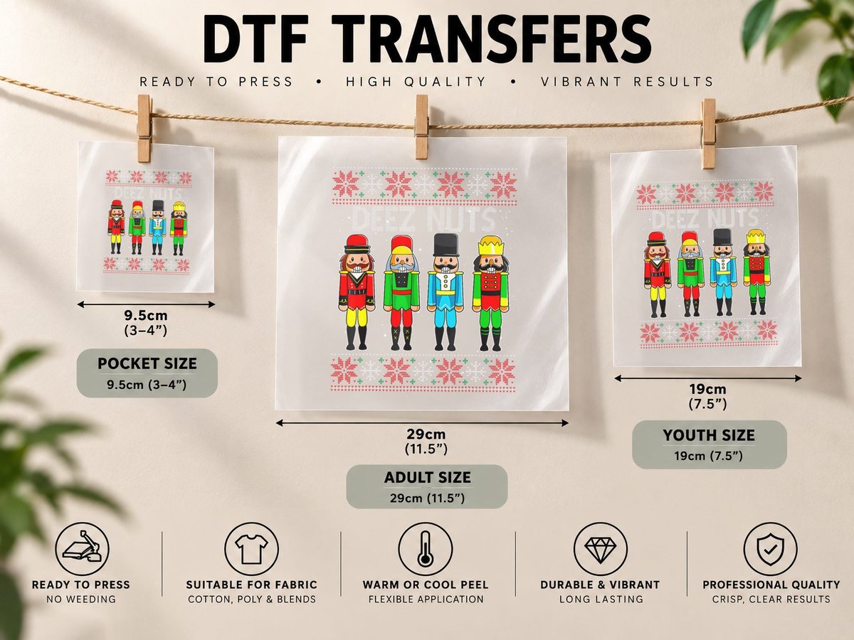 Deez Nuts Nutcracker Ugly Christmas Funny Xmas DTF Transfer Iron On