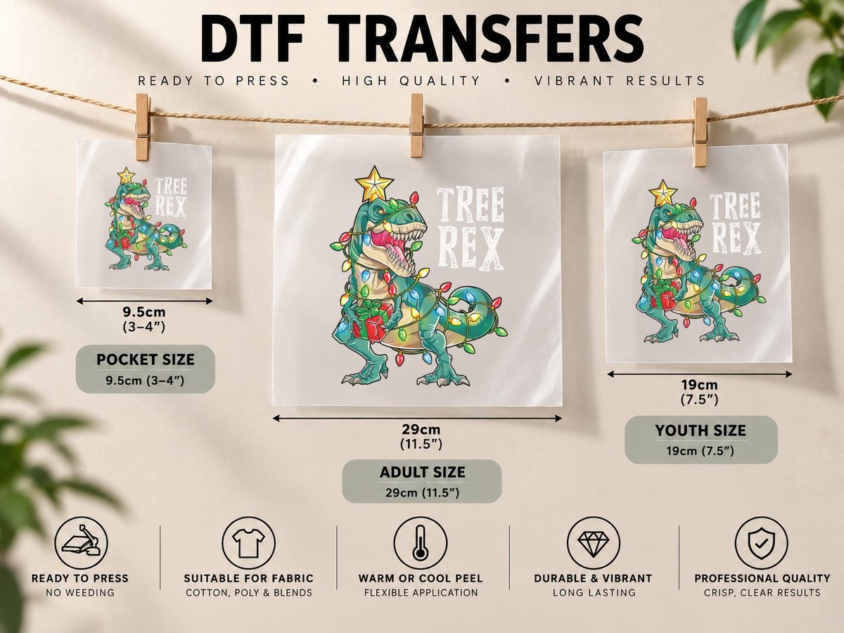 Dinosaur Christmas Tree Rex Pajamas Men Boys Xmas Lights DTF Transfer Iron On